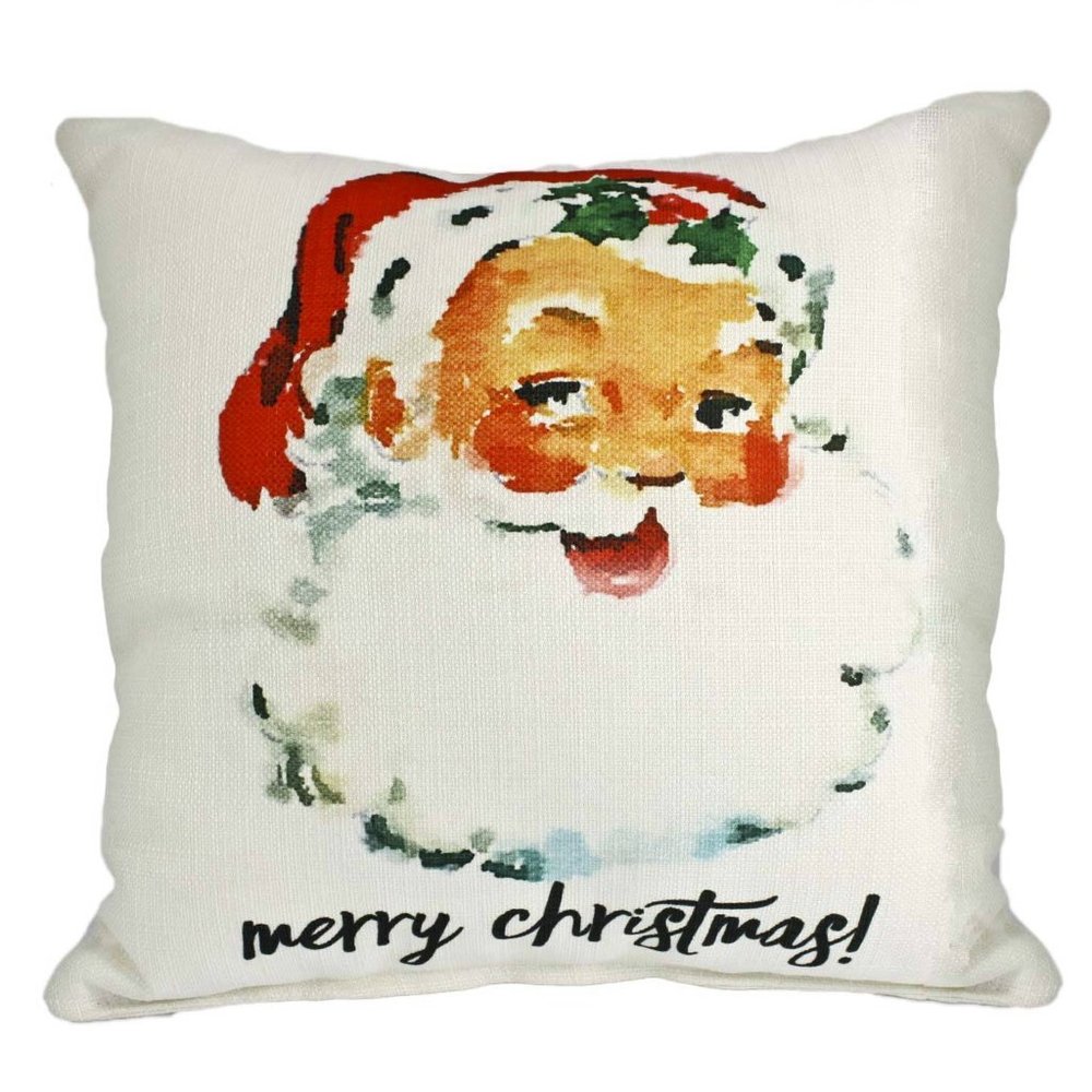 USA Retro Santa Face Christmas Throw Pillow Decor
